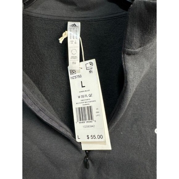 Adidas Womens Black 3-Stripes Loose Fit Cropped Sweatshirt L - Picture 8 of 10